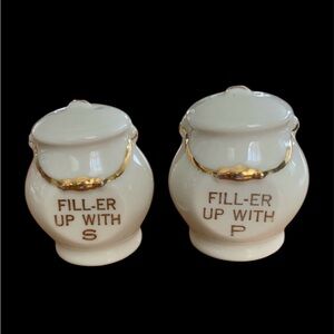 Vintage salt and pepper shakers from the 1950s - gas and oil themed